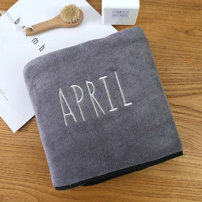 Grey April Модная верхняя одежда с вышивкой для поглощения воды для ванной Полотенца быстросохнущая мягкие банные полотенца для взрослых 140x70 см Ванная комната Полотенца - Цвет: Grey April