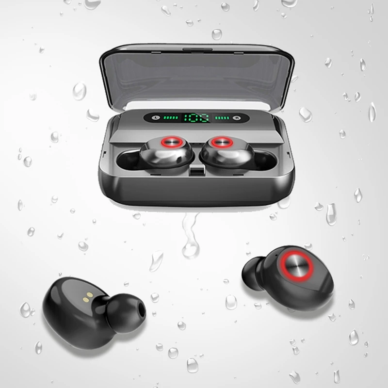 T10B 5,0 Bluetooth беспроводные стерео наушники водонепроницаемые наушники со светодиодный Светодиодный дисплей зарядная коробка перезаряжаемый мобильный телефон