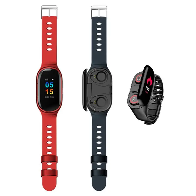 

1Set Smart Watch TWS Bluetooth 5.0 Wireless Earphone Heart Rate Monitor Bracelet D08A