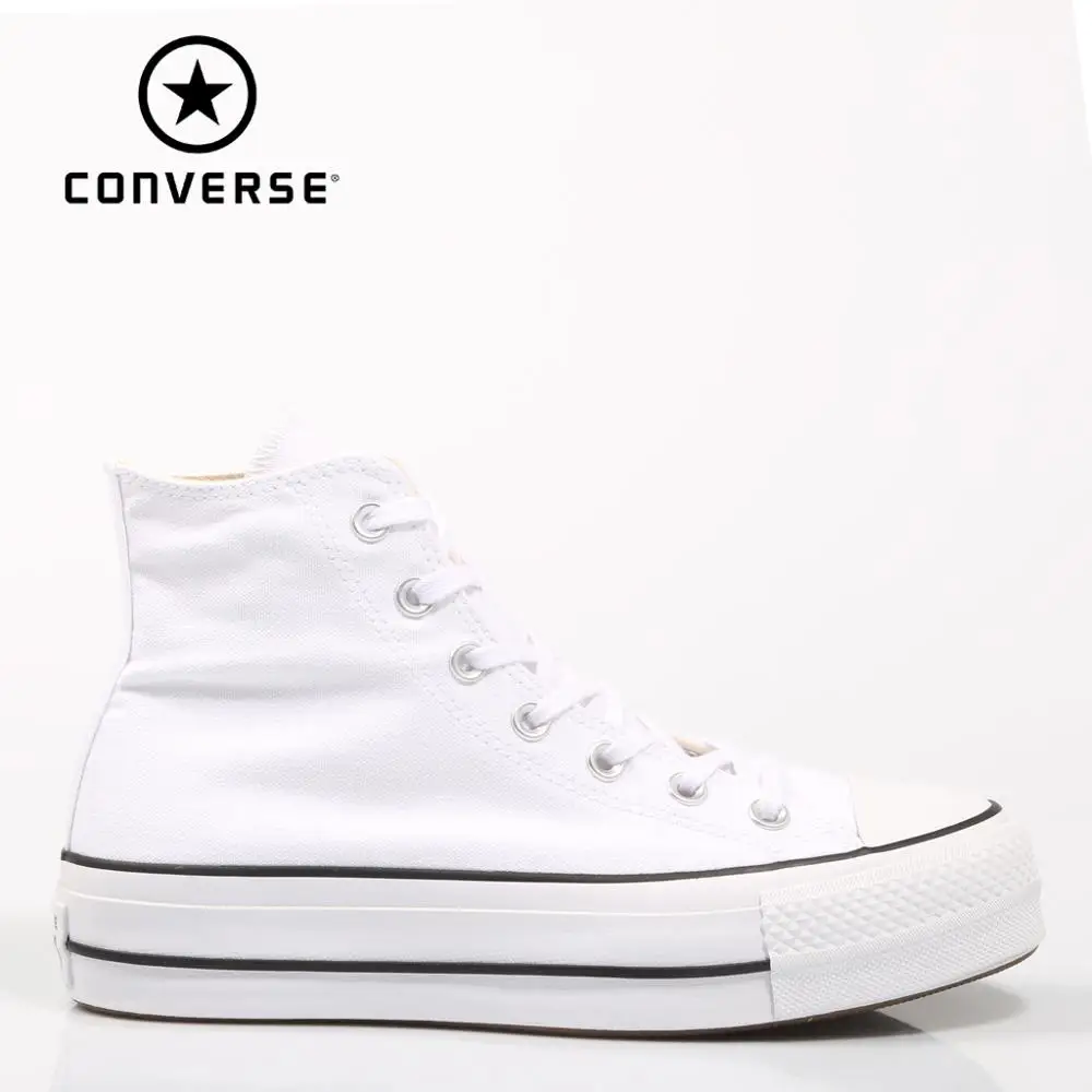 Женские высокие кроссовки Converse Chuck Taylor белые на платформе Повседневная модная