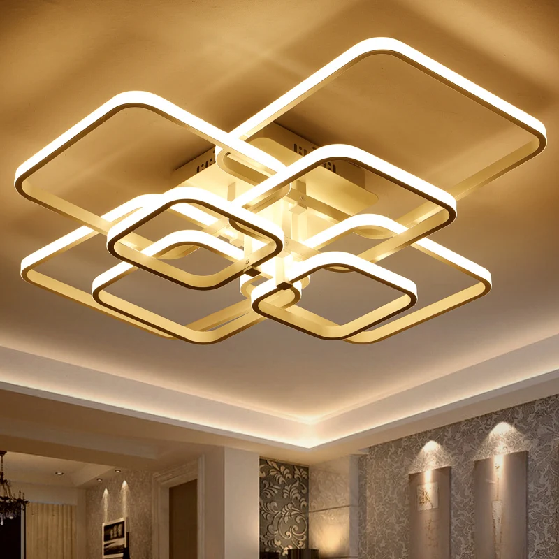 

Square Circel Rings Ceiling Lights For Living Room Bedroom Home AC85-265V Modern Led Ceiling Lamp Fixtures lustre plafonnier