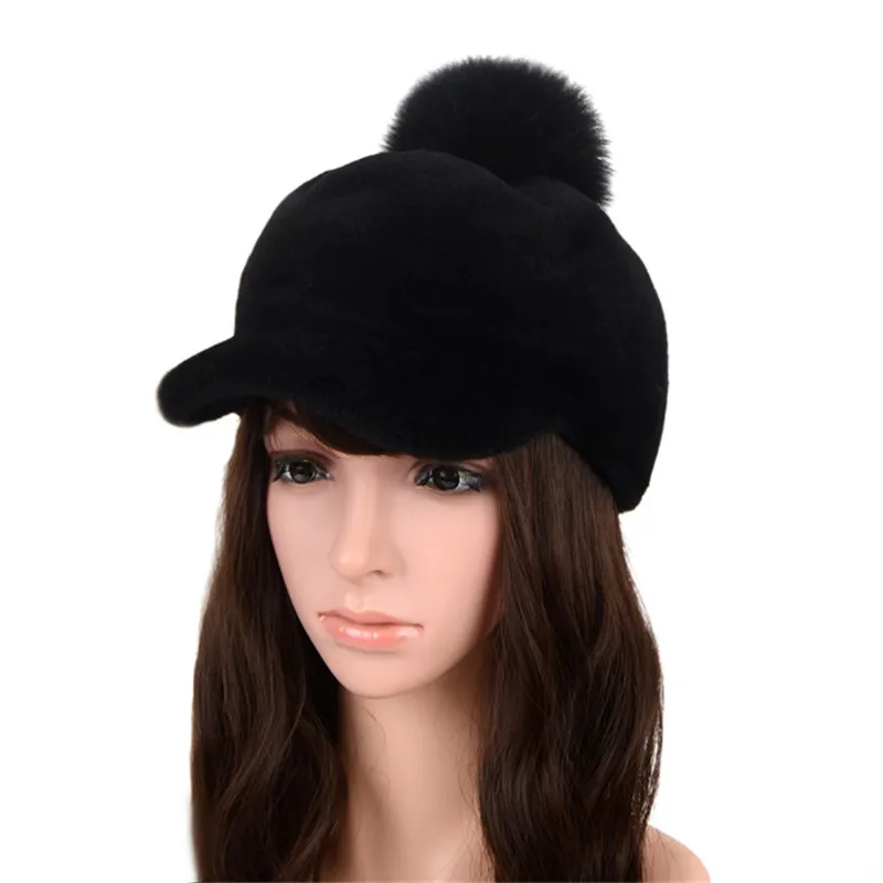 

Fashion Faux Lambskin Hat's Hair Solid Outdoor Baseball Cap Autumn And Winter Plush Fur Warm Cap Adult Women Visor Sun Hat