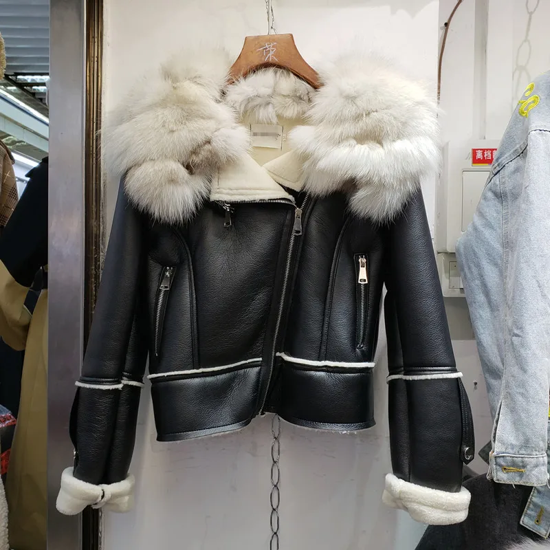 DEAT зимняя толстовка из искусственной кожи с натуральным лисьим мехом Женская куртка на молнии 19J-a79