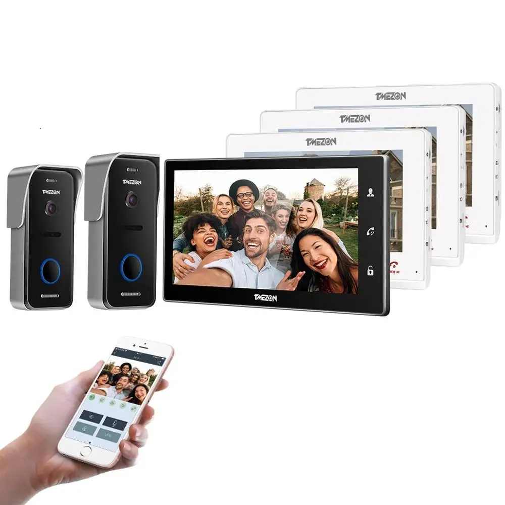 

TMEZON 10 Inch Wif Video Door Phone Intercom Doorbell Home Security System Door Speaker Call Panel+3*7 inch Monitor