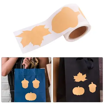 

100 Sheets/Roll Kraft Paper Sticker DIY Kraft Gift Sticker Packing Kraft Label Stickers