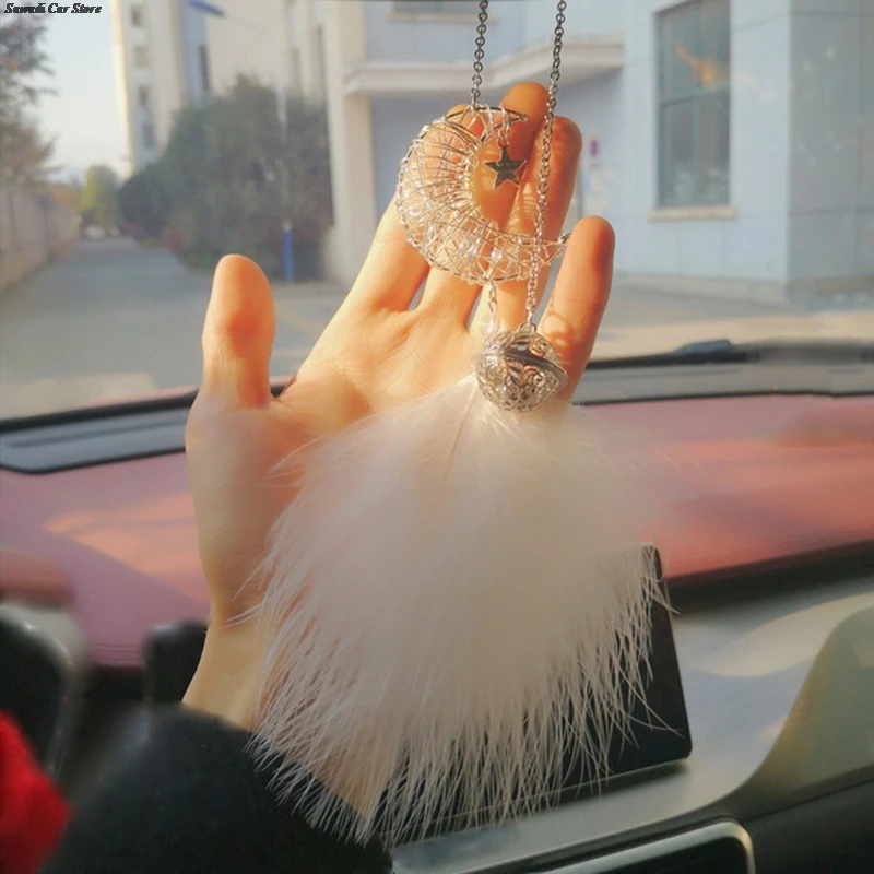 Car Dream Catcher Feather Pendants White Pink Fluffy Feather Soft Hanging Ornament Auto Home Wall Pendant Decoration Gifts New