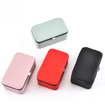 

Grids PU Leather Portable Travel Hair Accessories Ear Studs With Pocket Rings Earrings Box Jewelry Storage Case Necklace Display