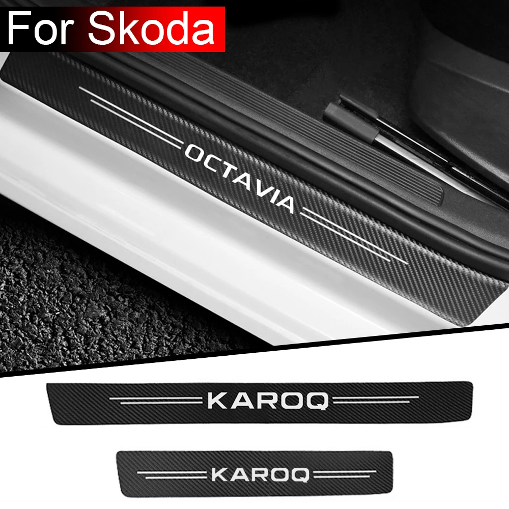Pegatina de decoración para puerta de coche, decoración protectora modificada para Skoda Octavia FABIA KAMIQ KAROQ KODIAQ RAPID SCALA SUPERB