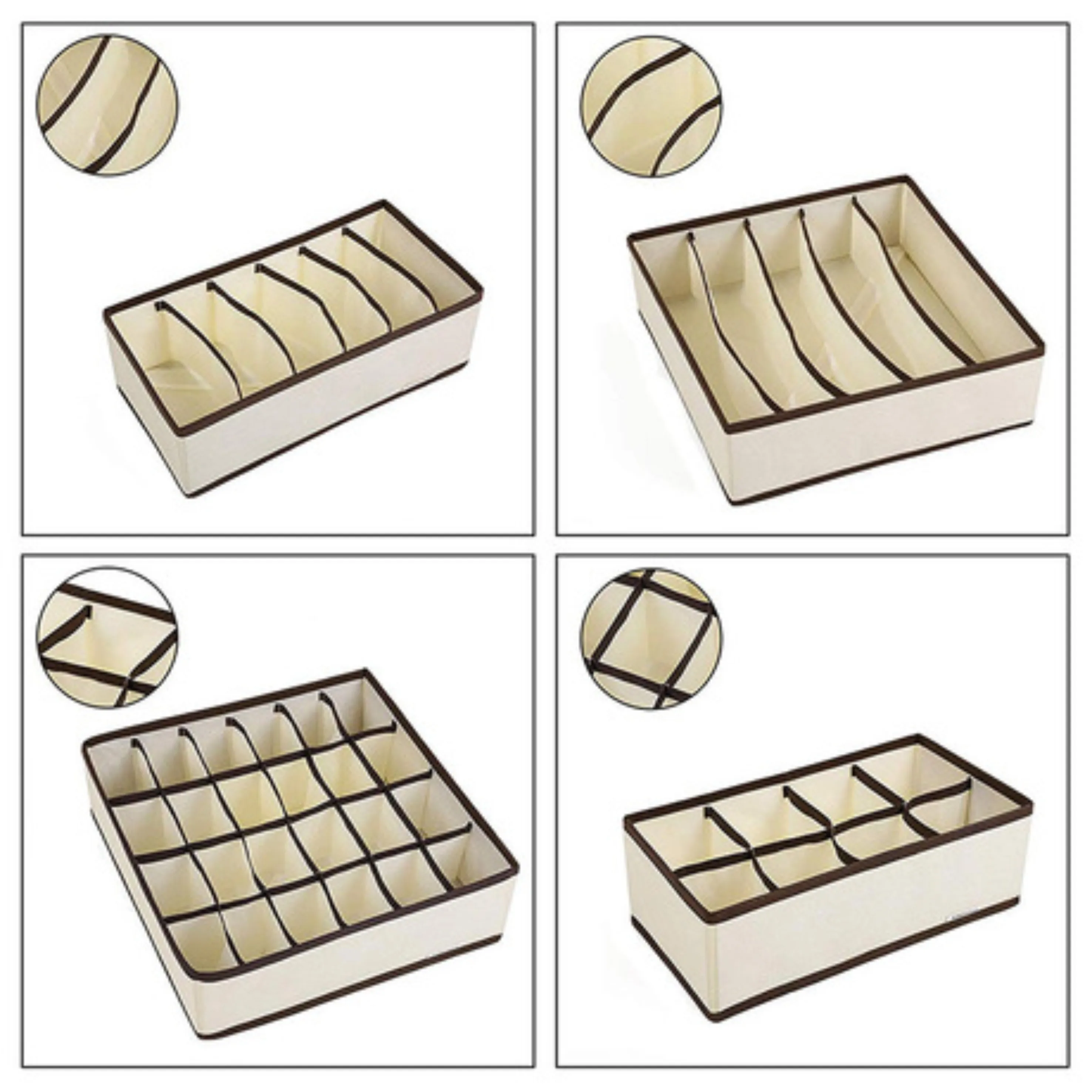 

Rose red beige 4PCS storage box underwear divider drawer cover cabinet organizer indoor organizer tie socks shorts bra non-woven