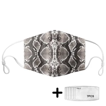 

Woman Snake Pattern Anti-dust Mouth Mask Elastic Earloop Breathable Face Masks with 7Pcs Filters Non-disposable Protection Masks