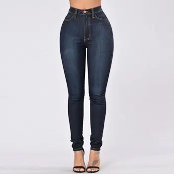 

Women's Plus Size Jeans High Elastic High Waist Tight Solid Color Pencil Pants Women