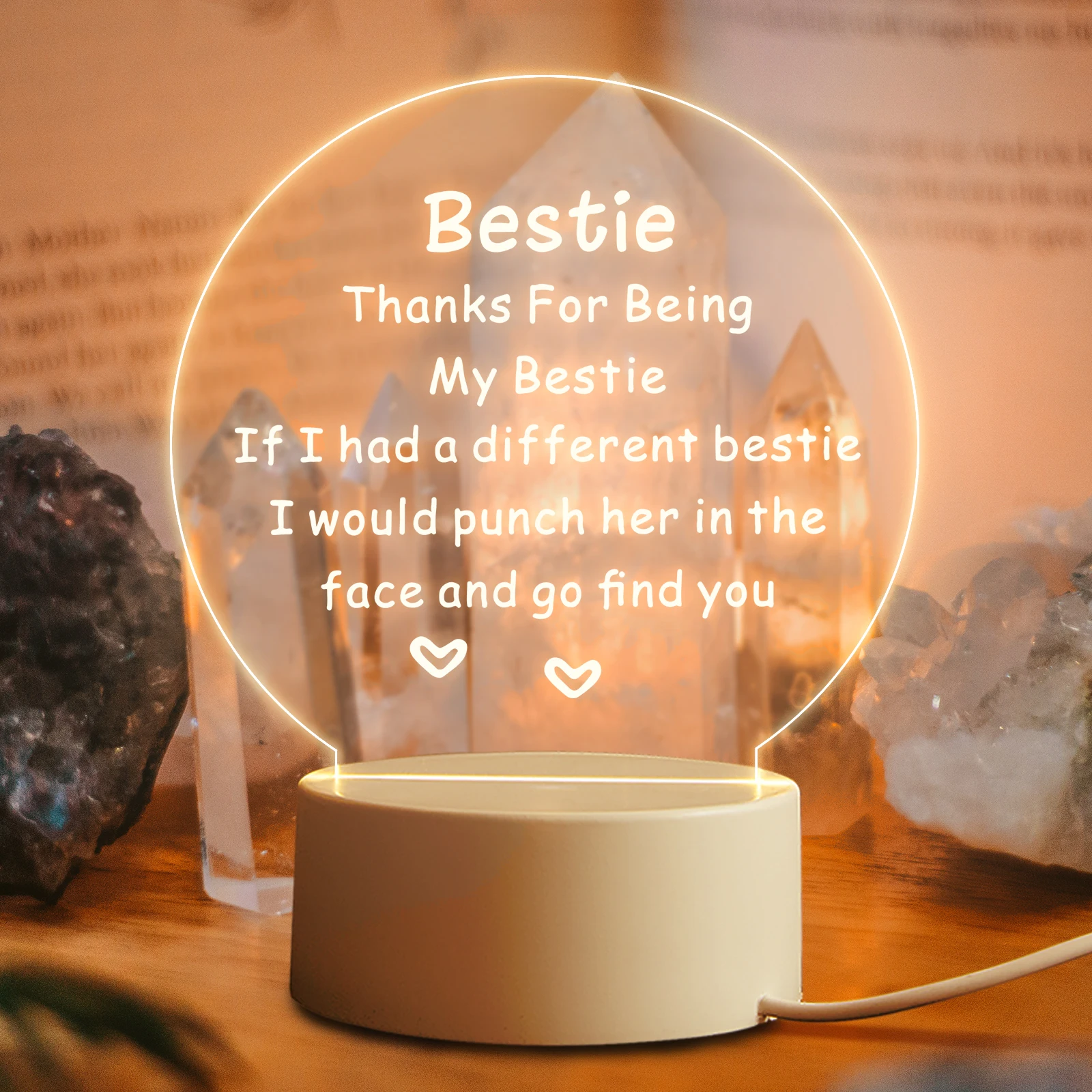 Gifts for Friend Sister Women Night Light Friendship Lamp Wedding Anniversary Gifts Best Friend Birthday moon night light Night Lights