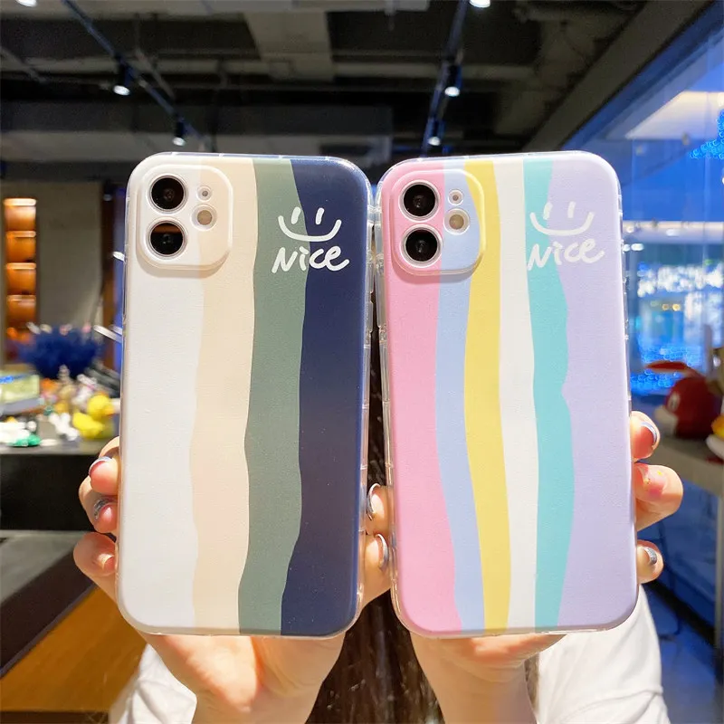 Reis Lelie feedback Luxe Rainbow Strepen Zachte Telefoon Case Voor Iphone 11 12 13 Pro Max Back  Cover Voor Iphone X Xr Xs xsmax 6S 7 8 Plus Fundas Shell|Telefoonbumper| -  AliExpress