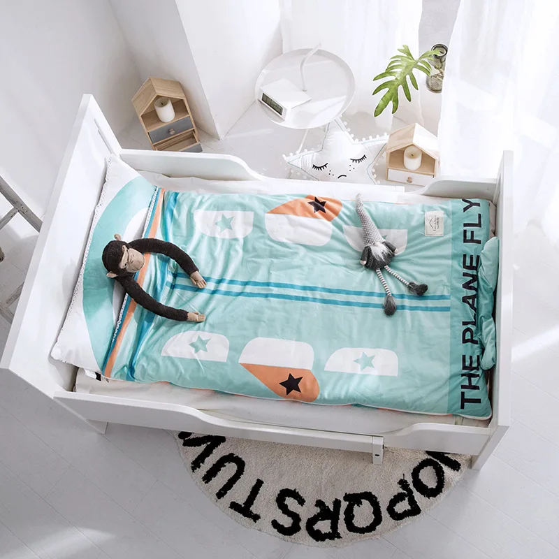 Home bed baby sleeping bag Cotton+ soft fleece Boy Girl Child fleabag AB side fox bear mothercare kids body cover 70*150cm