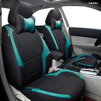 

kokololee Custom FLAX car seat covers set For VW UP! Golf Polo Caravelle Multivan Sharan Passat Variant T-ROC T-Cross car seats