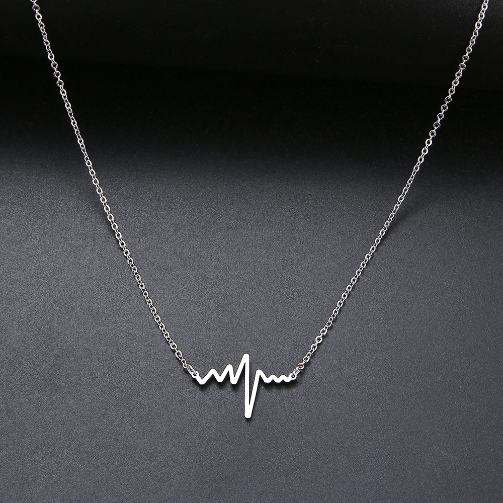 CACANA Heartbeat Necklace Women Love Heart Necklaces & Pendants Medical Nurse Doctor Lover Gifts Stainless Steel Jewelry - Image 5