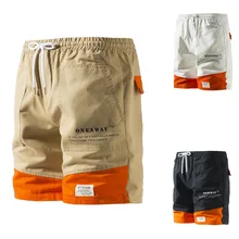 Модные Для Мужчин's Однотонная одежда кнопка-комбинезон с карманами для ветра Комбинезоны шорты высокого качества летние Пляжные шорты