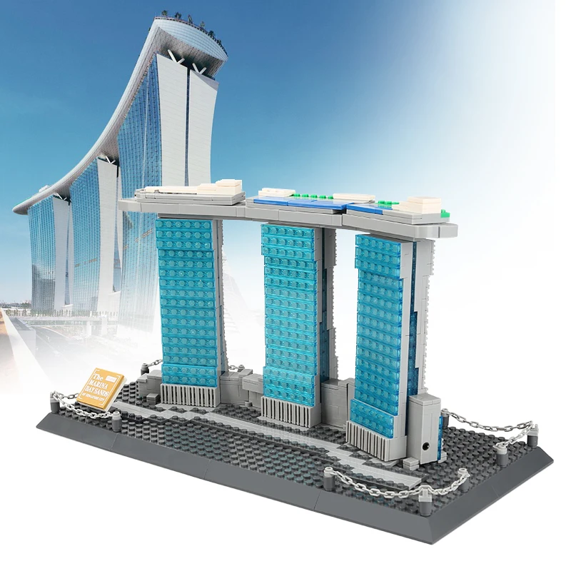 

881Pcs DIY Assembly Bricks Building Blocks Marina Bay Sands World Famous Architecture Diamond Construction Block Toy Xmas Gift
