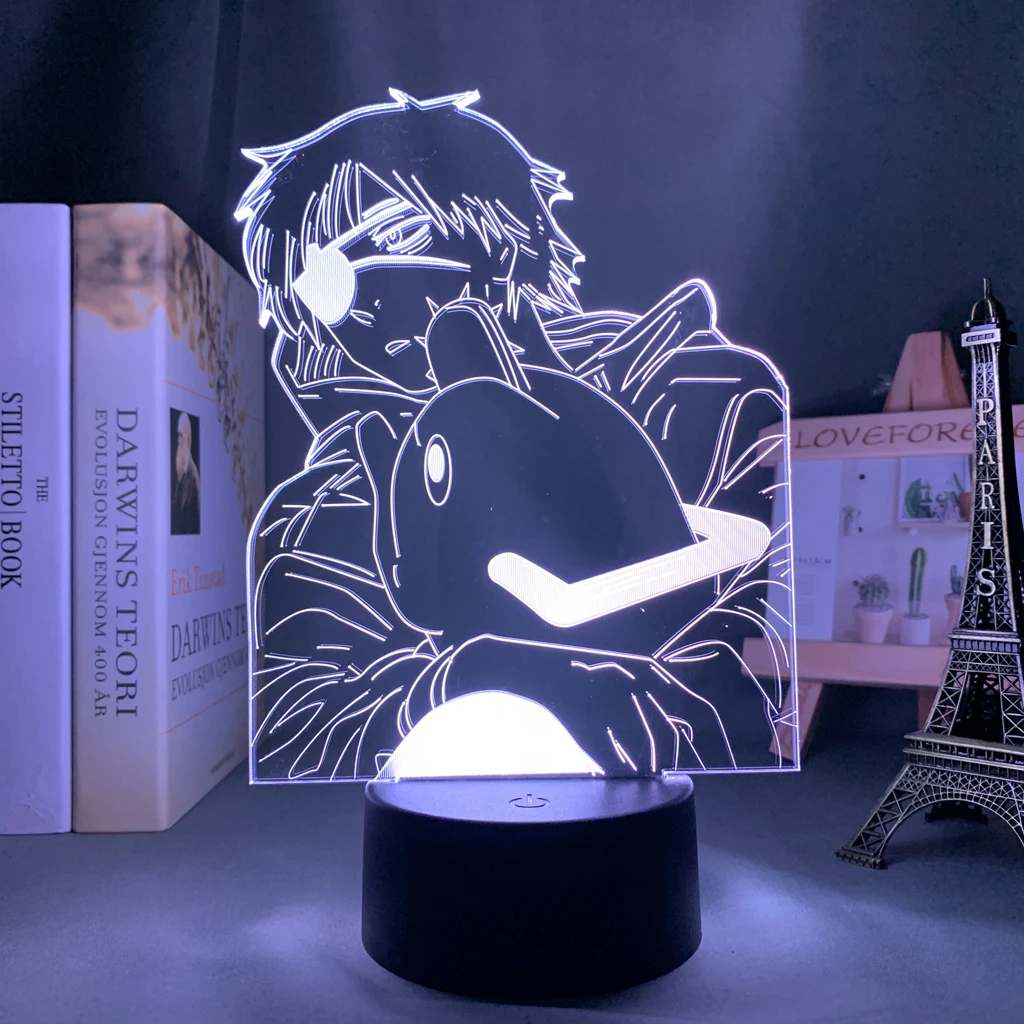 Anime motosserra homem acrílico led night light denji pochita