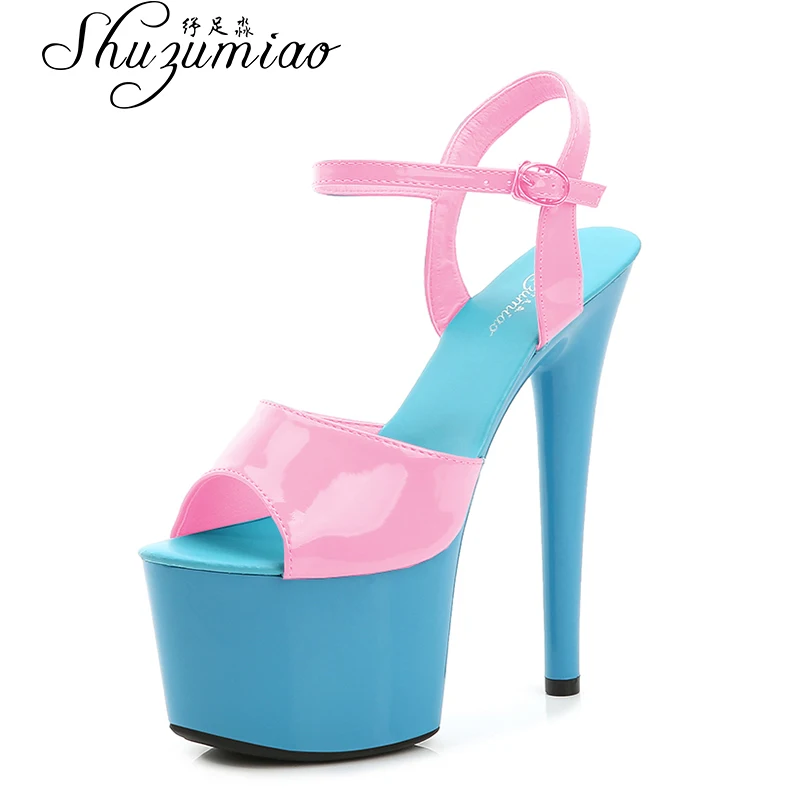 Stripper Heels Women Shoes Summer Platform High Heels Sandals Thin-heeled 17cm Mixed Colors Sexy Waterproof Wedding shoe