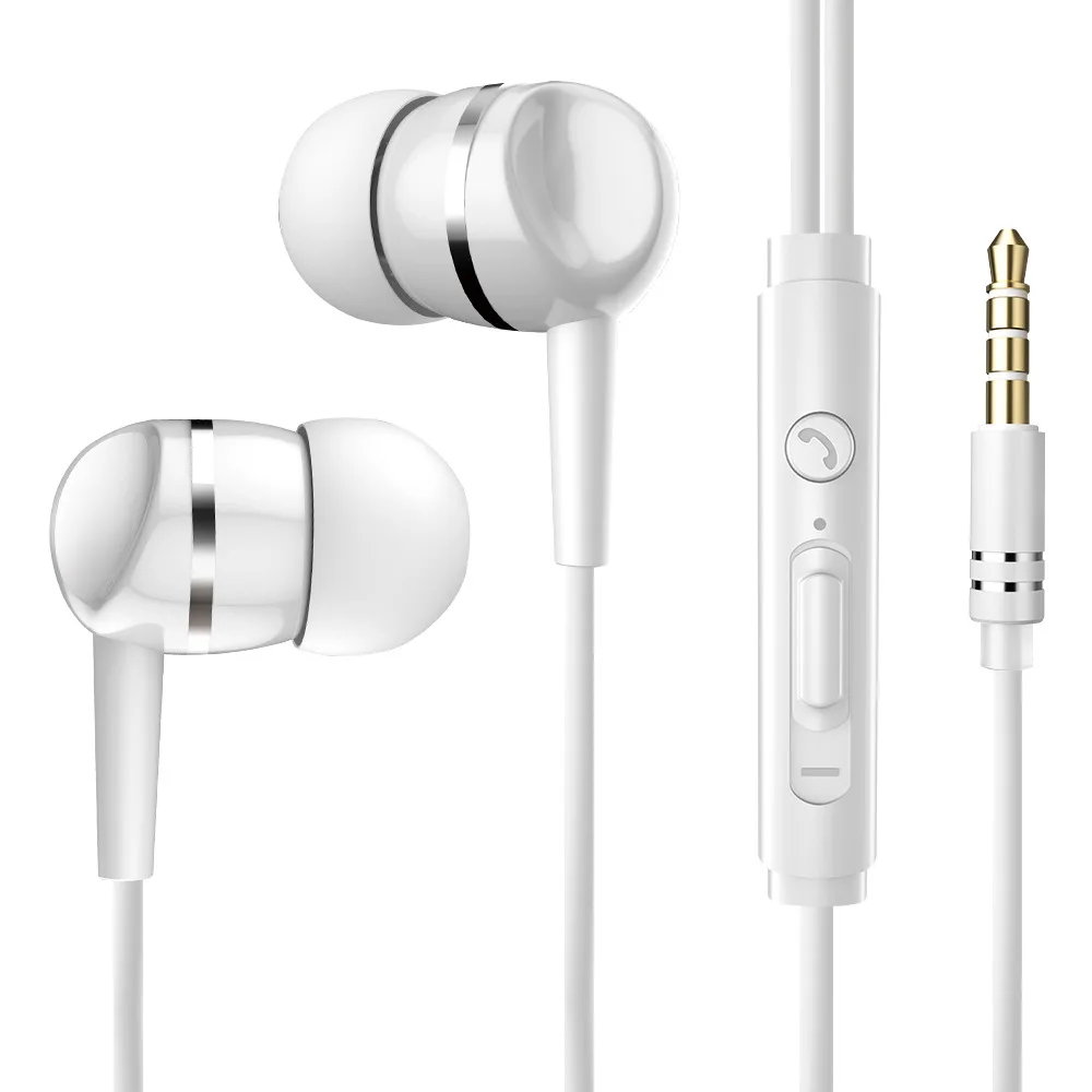Новые наушники-вкладыши, стерео наушники с микрофоном, наушники для прослушивания музыки с усиленными басами, гарнитура для iPhone, huawei, Xiaomi, мобильного телефона - Цвет: Белый