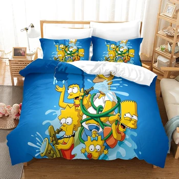 

Popular Cartoon The Simpsons 3d Bedding Set Duvet Cover Set with Pillowcase Europe/Australia/USA Single Double Queen King Size