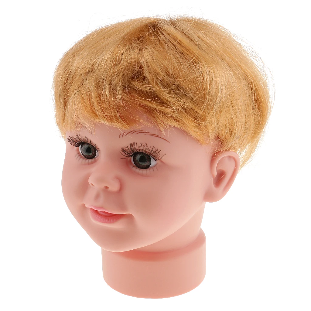 7.2 inch Tall Baby Boy Mannequin Manikin Head Stand Model with Wig for Kids Child Sun Glasses Hat Cap Display