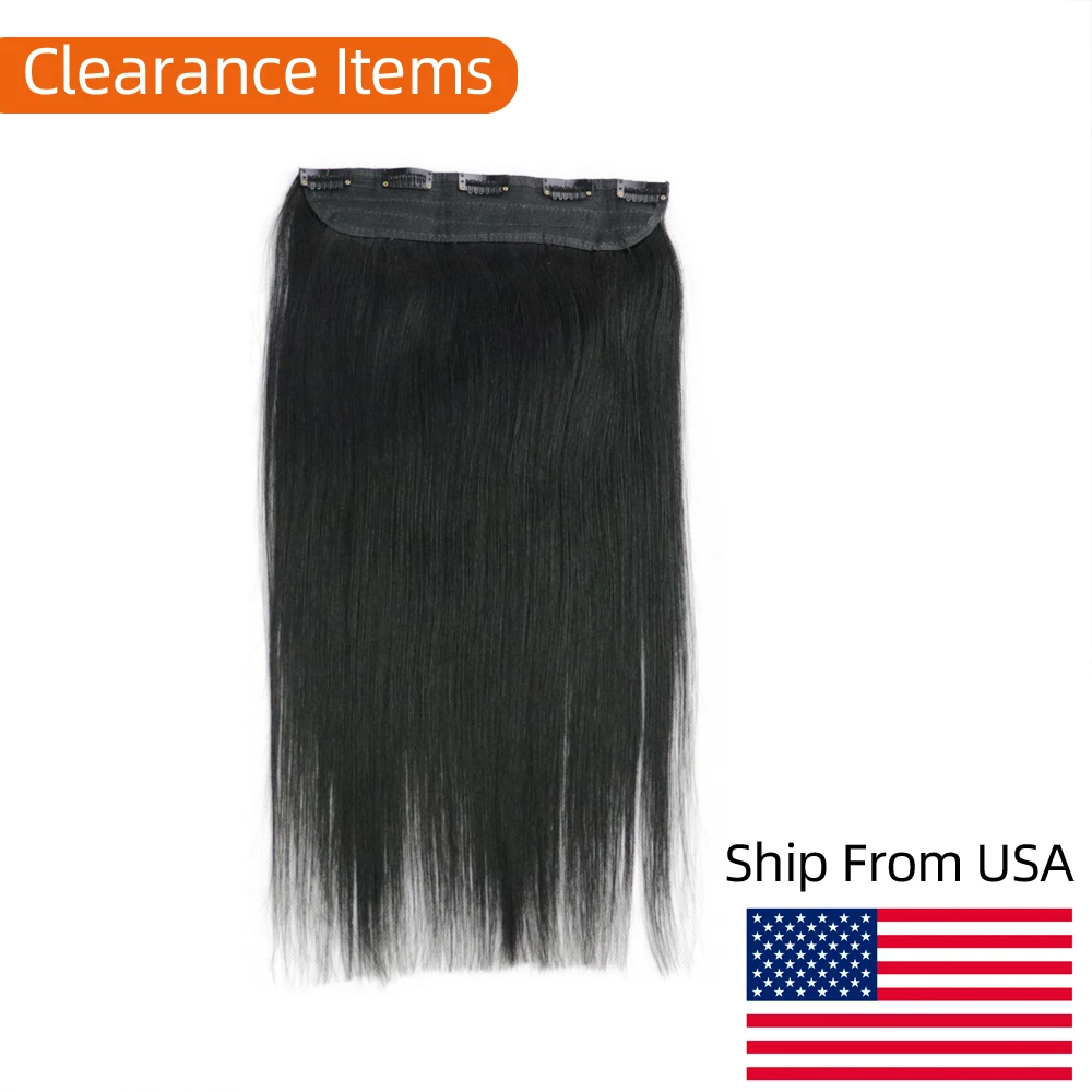 

Clearance Items! 14" 1pc Brazilian Hair Clips Tic Tac 5 clips Remy Hair piece Straight Clip In Human Hair Ship From USA