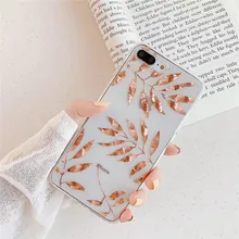 Luxury Plating Gold Leaf Case For iPhone 11 Pro Max X XR XS Max 7 8 Plus SE2020 Transparent Acrylic Back Cover Coque