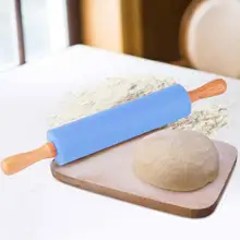 Антипригарная деревянная ручка, силикон скалка тесто для теста муки ролик кухонные инструменты для выпечки