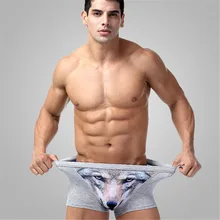 Мужские трусы с 3D принтом волка, u-образные дизайнерские трусы с ярким рисунком, мужские сексуальные новые боксеры, Мужские дышащие трусы L-4XL размера плюс