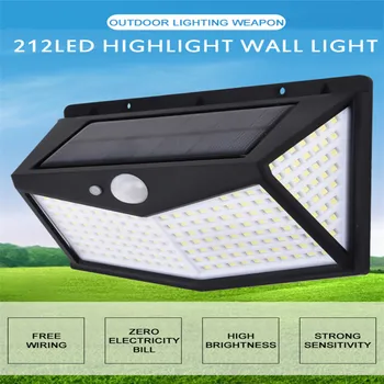 

Outdoor 212LED Solar Power Wall Light Motion Sensor Waterproof Lamp Four Wall Lamp