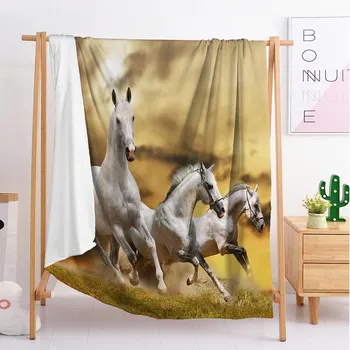 

2020 New horse animal Custom blankets Large and small size throw blanket tapestry sleeping blanket flannel blanket bedding