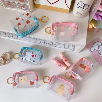 

1Pcs Girl Cosmetic Bag Coin Purse Bag PVC Transparent Makeup Bag For Women Waterproof Zipper Beauty Case Travel Toiletry Bags