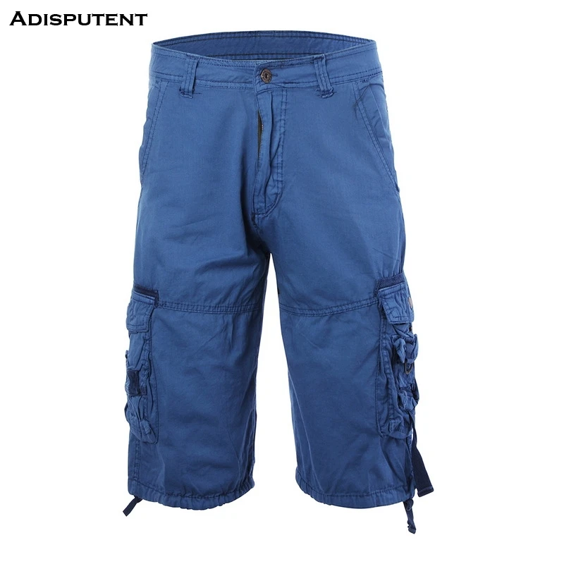Adputent летние мужские однотонные Свободные Комбинезоны в стиле сафари, мужские короткие брюки в стиле хип-хоп, большие спортивные шорты с несколькими карманами