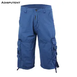 Disputent летние мужские однотонные свободные стиль сафари комбинезоны мужские короткие брюки хип-хоп мульти-карманы тренировки большие шорты