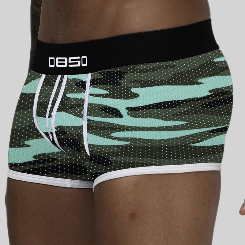 0850 Brand Men Underwear Boxer Mesh Breathable Male Panties Comfortable Underpants Camouflage U Pouch Quick Dry Men Shorts - Цвет: BS82-white