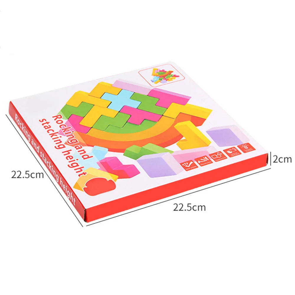Деревянные радужные 3D Деревянные Пазлы настольные Игрушки Tangram головоломка Пазлы для детей тетрис Игры развивающие игрушки для малышей