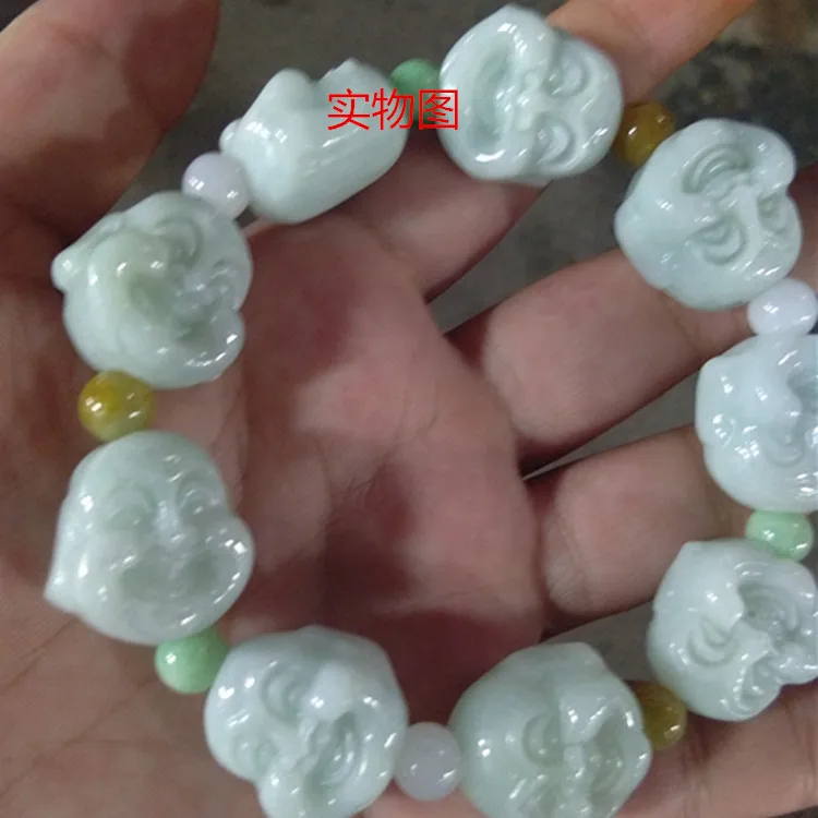 Натуральный жадеид нефрит голова Будды 18 головы Архат нефрит браслет Будды