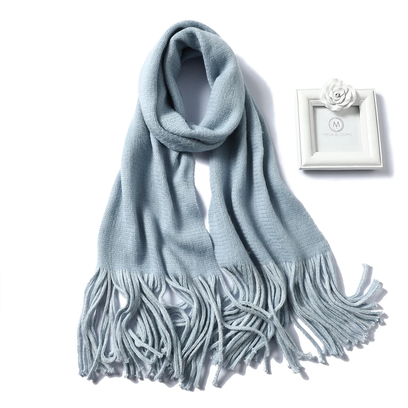 Новые зимние кашемировые шарфы для женщин, модные вязаные толстые теплые шали и обертывания, женский длинный платок-бандана - Цвет: WJ86-3