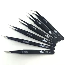 Черный и белый с узором из нержавеющей стали без статического электричества Пинцет Птичье гнездо гребень для волос Маникюр ресницы изгиб острым носком предварительно