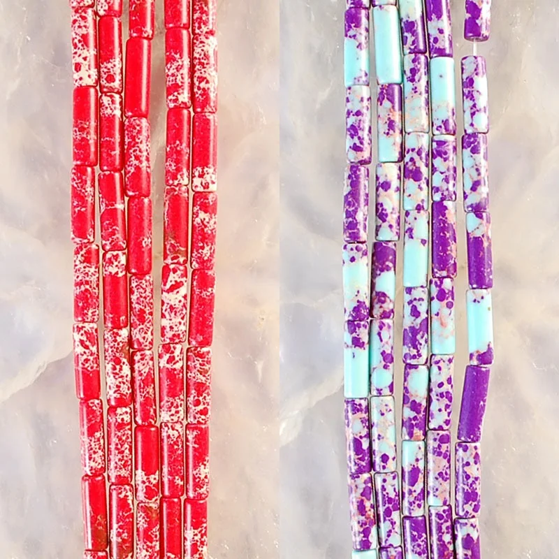 30Pcs 4x13mm Assorted Natural Column Shape Sea Sediment Jasper Loose Stone Beads For Jewelry Necklace Bracelet DIY