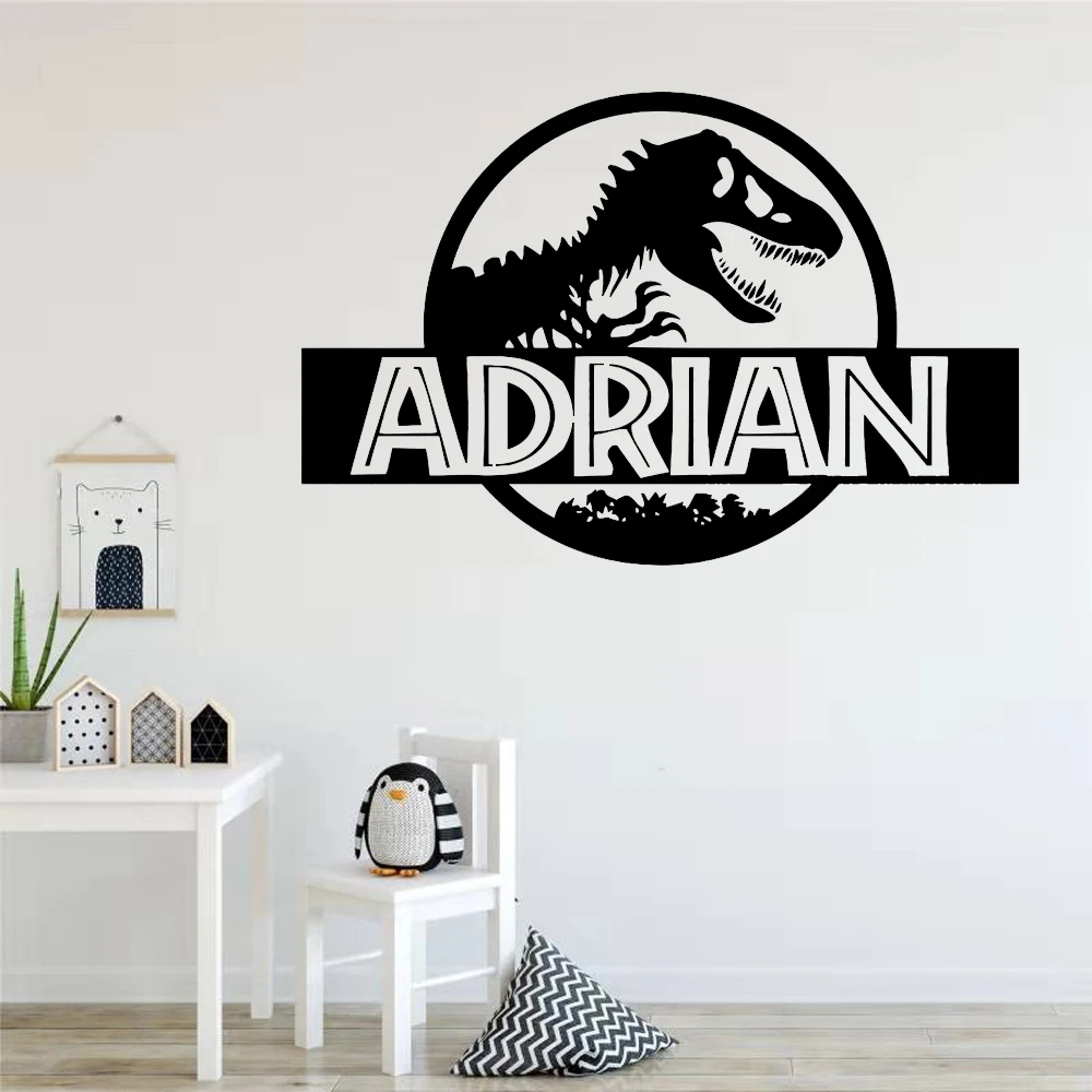 

Personalized Jurassic Park Wall Sticker Bedroom Dinosaur T-Rex Custom Name Vinyl Decal Home Nursery Boy Kids Room Decor