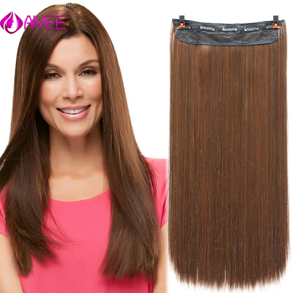 

AIYEE Clip In Hair Synthetic Hair Fall To Hips Piece Hair Extensions 3/4 Head24 60g 5 Clips Straight Synthetic Hairpiece