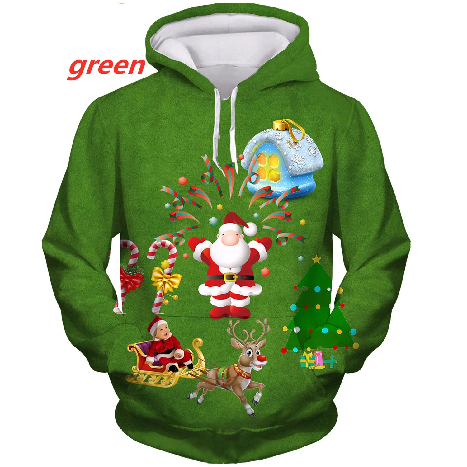 Sweat Noël Deux Personnes Siamois - Pull Amusant 3D Manches Longues Pour Couples Et Amis