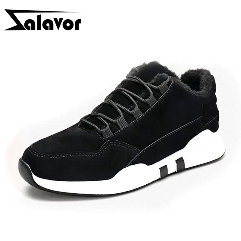 

ZALAVOR Winter Sneakers Outdoor Lace Up Casual Warm Fur Daily Patchwork Walking Shoes Men Young Boy Antiskid Shoes Size 39-44