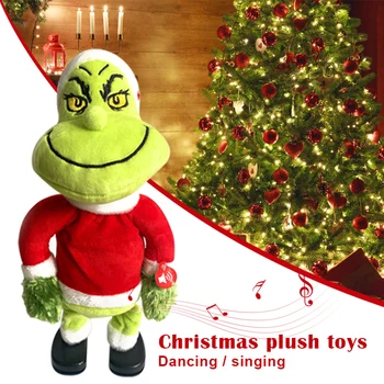 

35cm Electric Dancing Grinch Plush Doll Christmas Desktop Decoration Stuffed Doll Kids Xmas Gifts Best Price