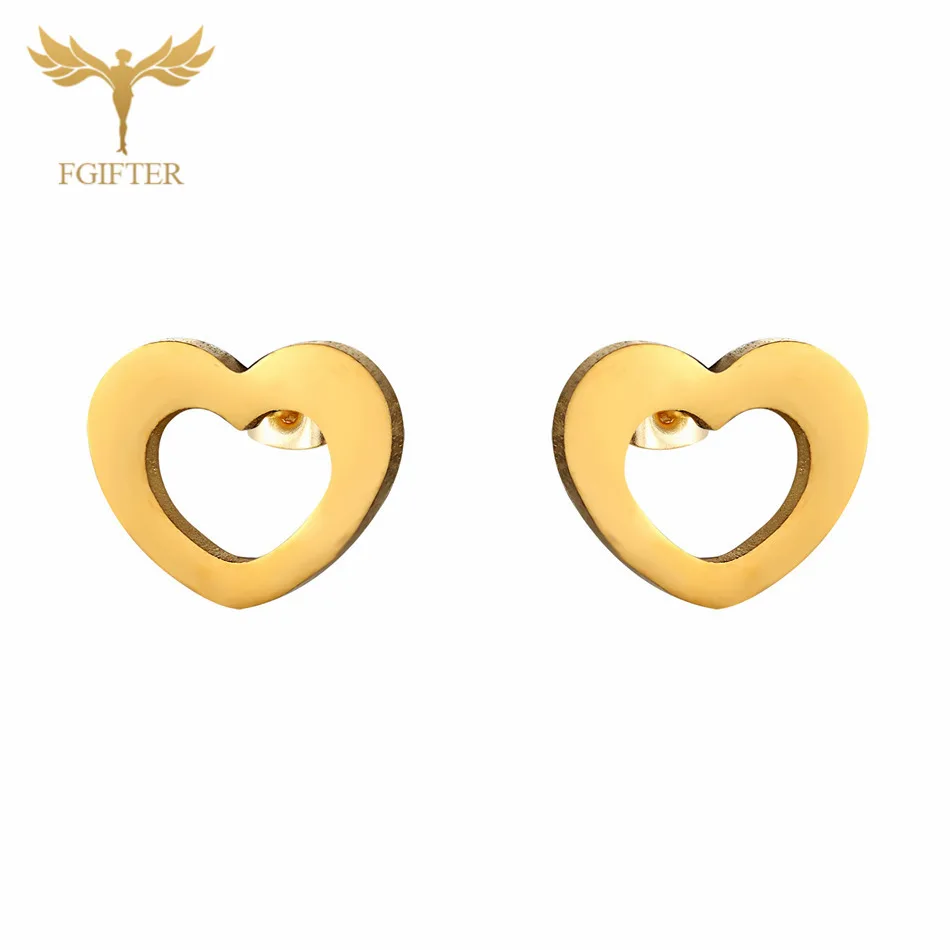heart earrings 12pairs/lot Wholesale Star Earrings Set Man Woman Girl Stud Earring Gold Stainless Steel Jewelry Fashion Jewellery - Окраска металла: heart earrings