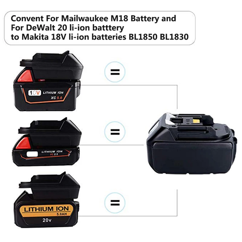 DM18M адаптер батареи для DEWALT для MILWAUKEE 20V литий-ионный аккумулятор для Makita BL1830 BL1840 BL1850