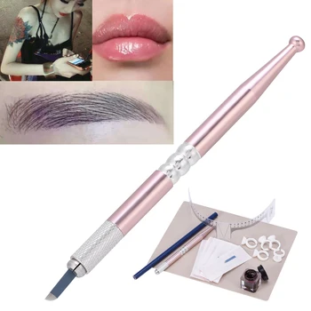 

Permanent Tattoo Eyebrow Set Eyebrow Micro Needle Pen Ink Cups Practical Skin Set Tattoo Makeup Tool with 14-pin blade